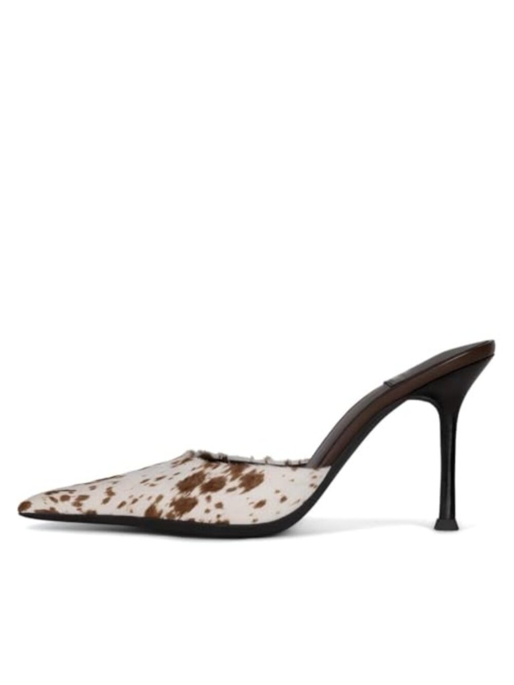 Cow Print Stiletto Heels Slip-on Mule Sandals 3.4" Heel Party Dressy